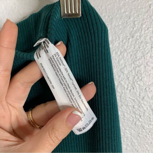 Eileen Fisher Green Teal Wide Leg Ribbed Pants Size Large - Picture 4 of 5